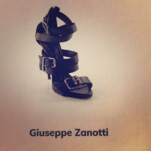 Giuseppe Zanotti black leather strapped heals